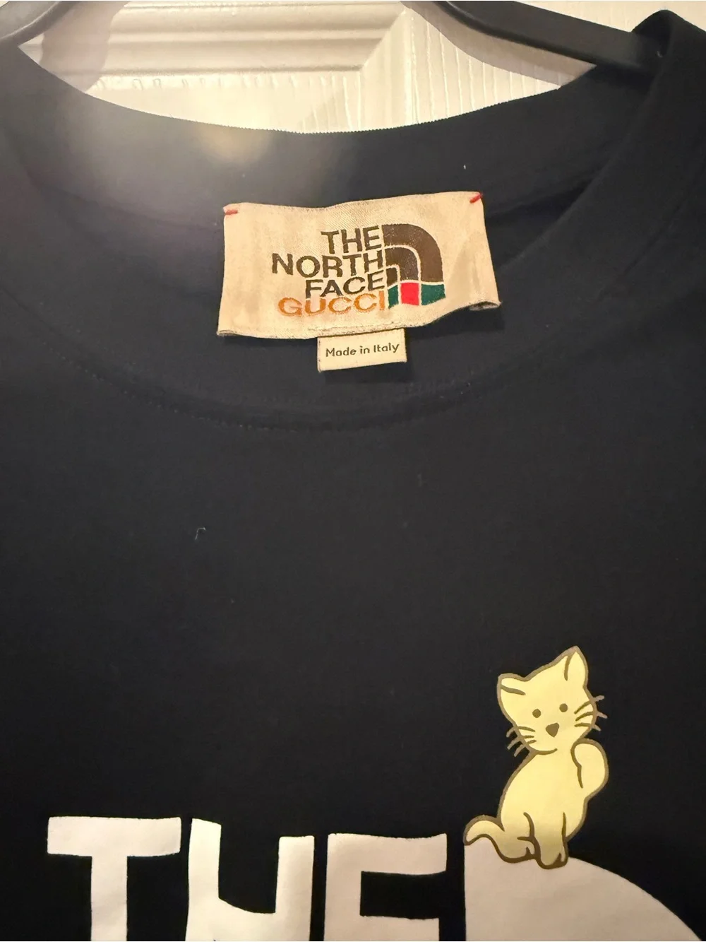 Gucci The North Face Black Logo Short Sleeve Tee with Yellow and Green Accents